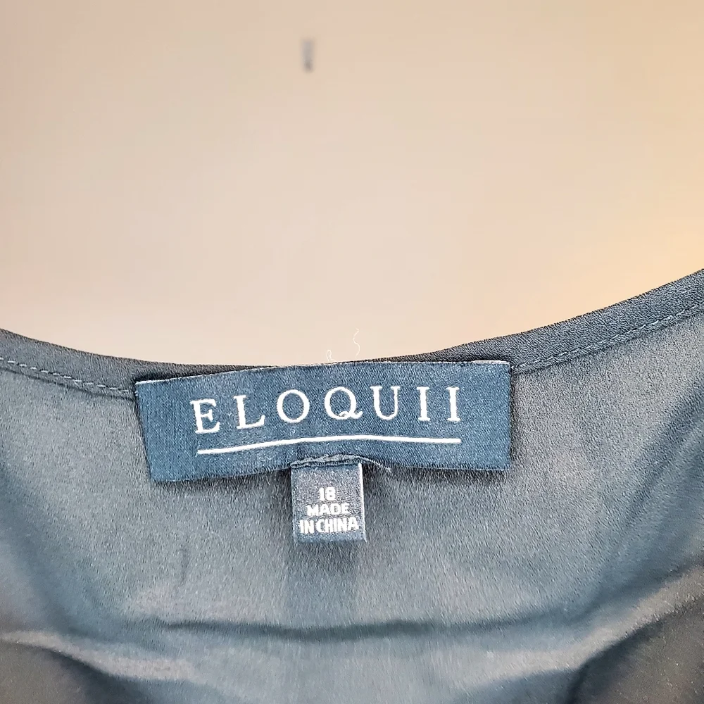 Eloquii Black Flutter Sleeve Blouse With Tie Detail Size 18 - Picture 6 of 11
